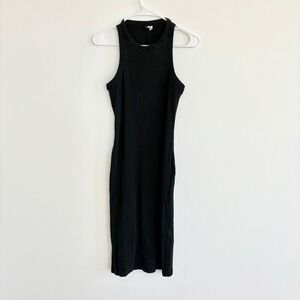 & Other Stories Black Ribbed Body Con Midi Tank Dress
